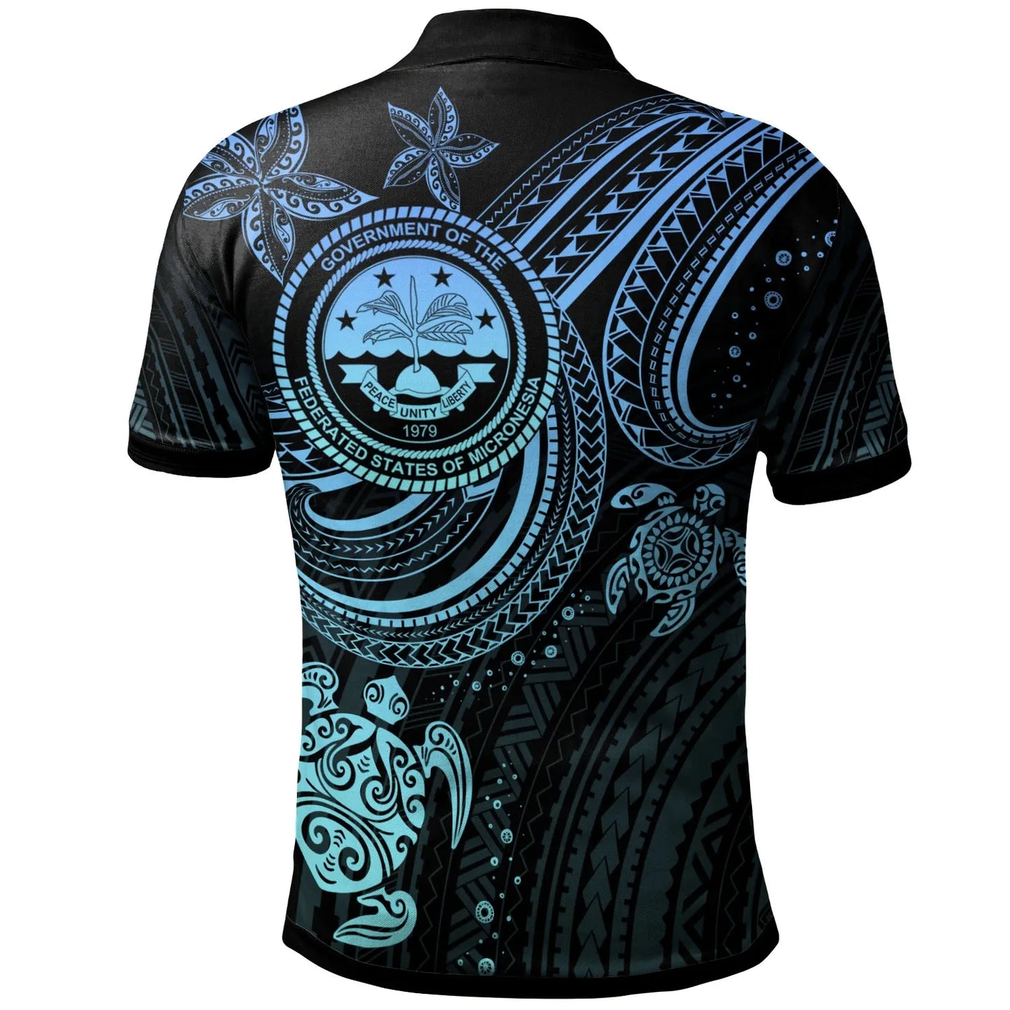 Federated States of Micronesia  Custom Personalised Polo Shirt - Coat Of Arm with Blue Turtle