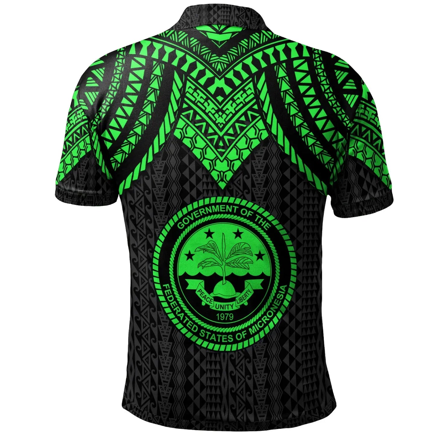 Federated States Of Micronesia Custom Personalised Polo Shirt - Polynesian Armor Style  Green
