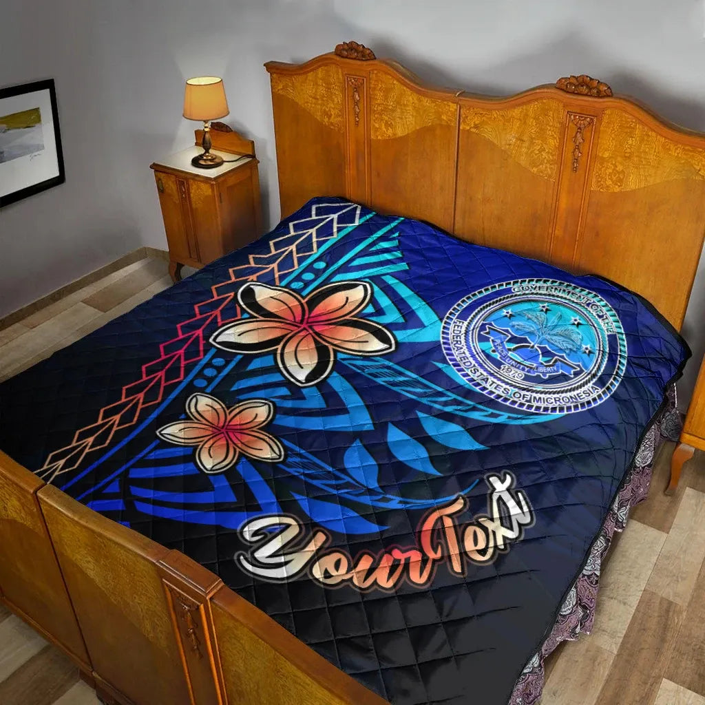 Federated States of Micronesia Custom Personalised Premium Quilt - Vintage Tribal Mountain