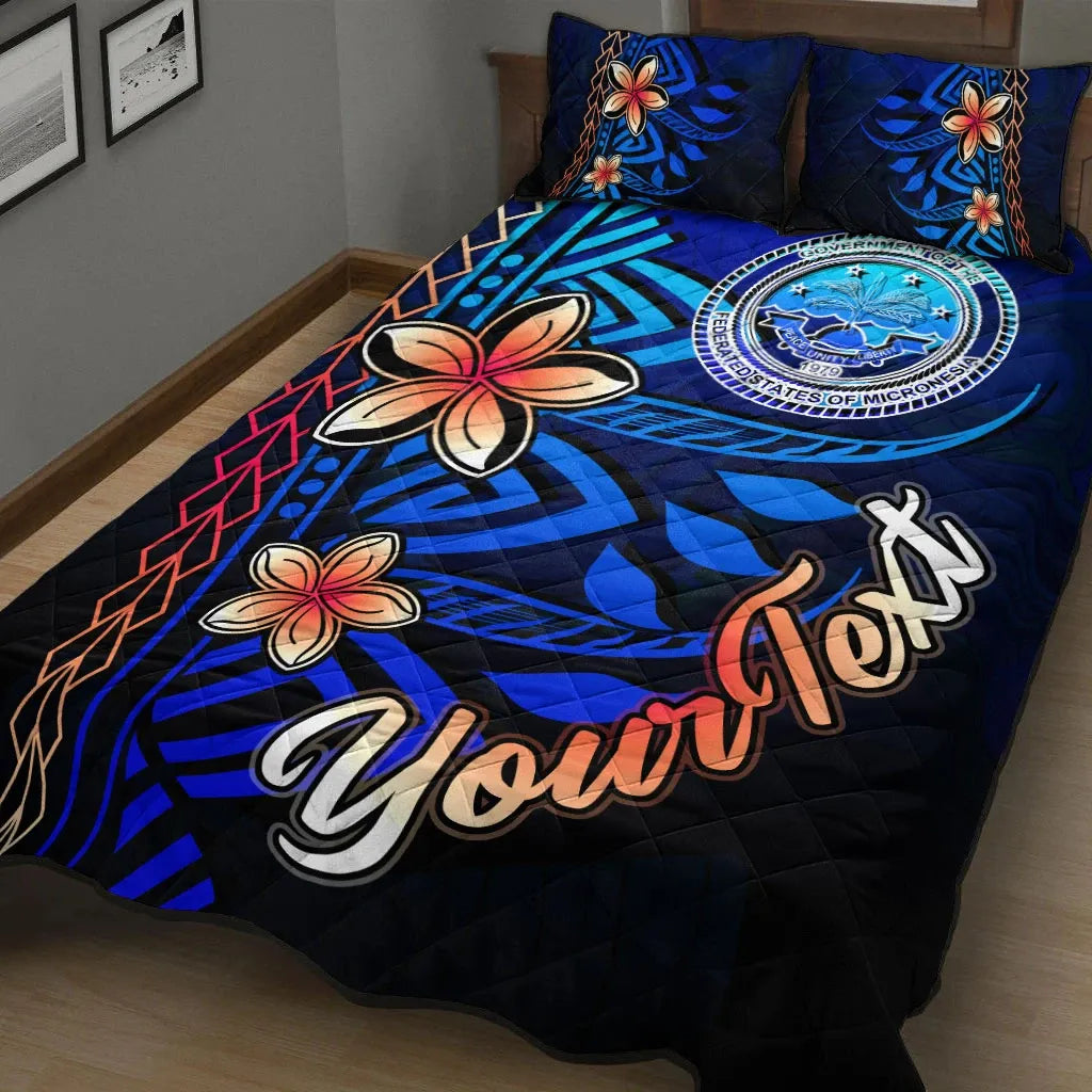 Federated States of Micronesia Custom Personalised Quilt Bed Set - Vintage Tribal Mountain