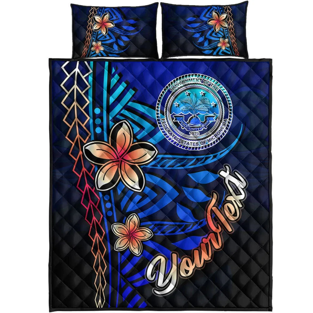 Federated States of Micronesia Custom Personalised Quilt Bed Set - Vintage Tribal Mountain