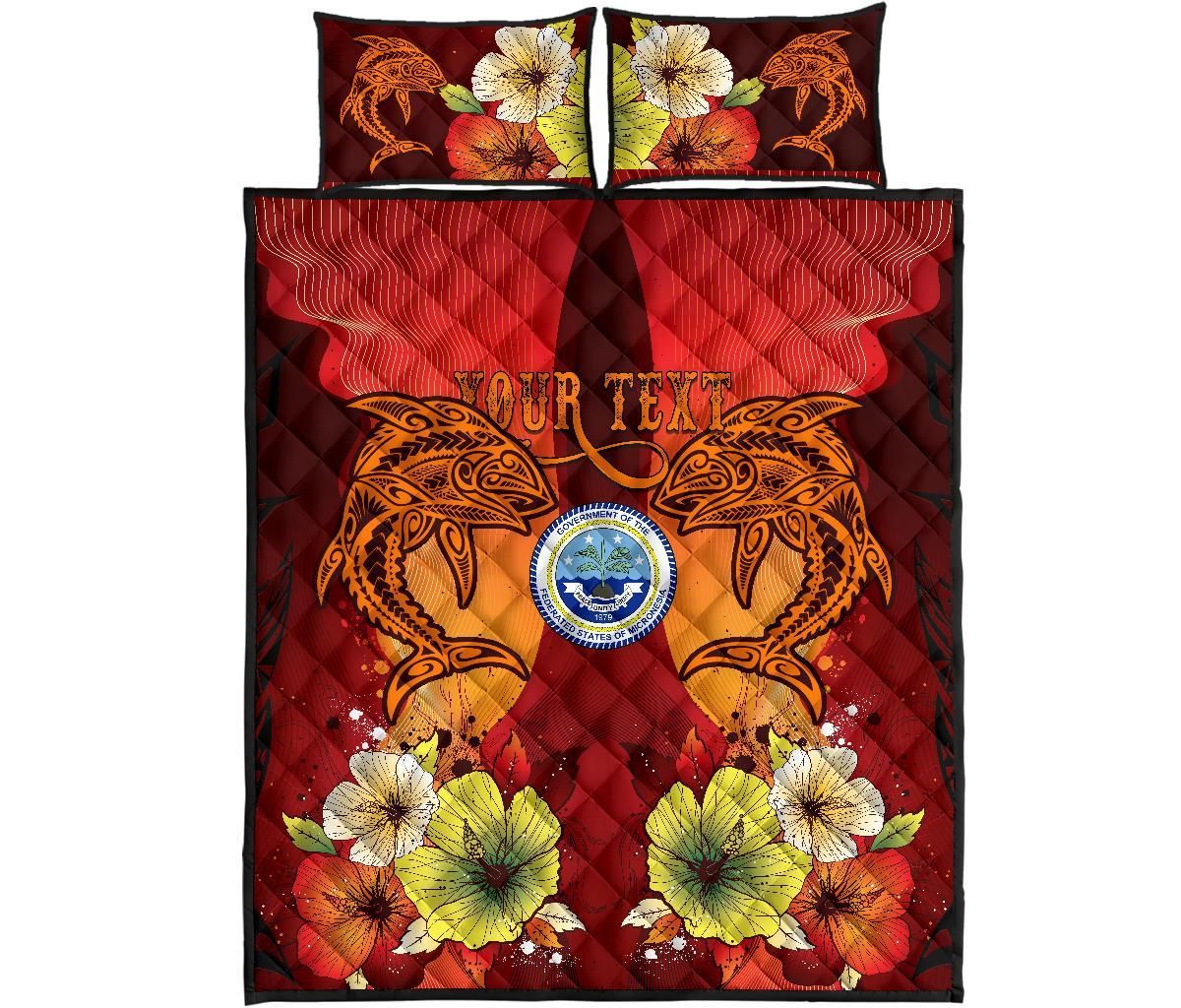 Federated States Of Micronesia Custom Personalised Quilt Bed Sets - Tribal Tuna Fish