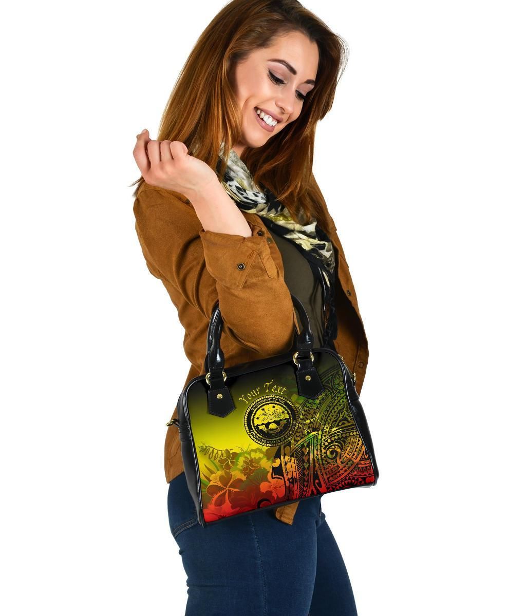 Federated States Of Micronesia Custom Personalised Shoulder Handbag - Humpback Whale With Tropical Flowers (Yellow)