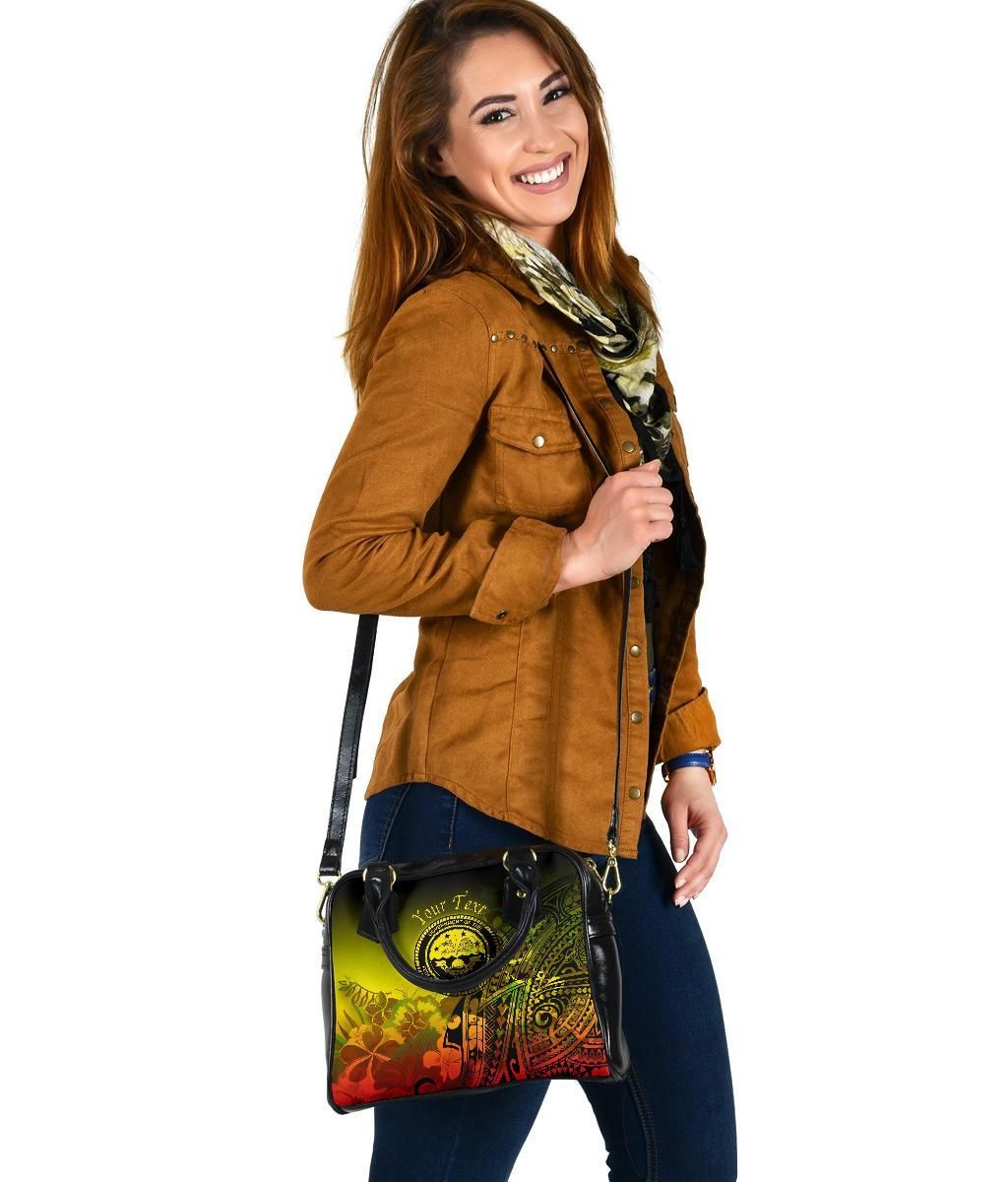 Federated States Of Micronesia Custom Personalised Shoulder Handbag - Humpback Whale With Tropical Flowers (Yellow)