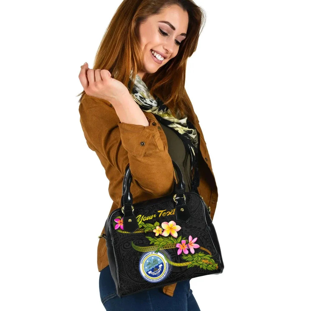 Federated States Of Micronesia Custom Personalised Shoulder Handbag - Plumeria Tribal