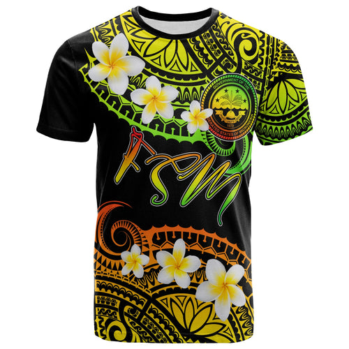 Federated States of Micronesia Custom Personalised T-Shirt - Plumeria Polynesian Vibe Reggae