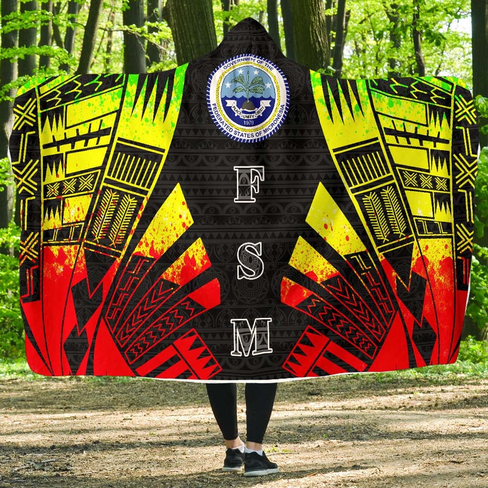 Federated States of Micronesia Hooded Blanket - Polynesian Tattoo Reggae