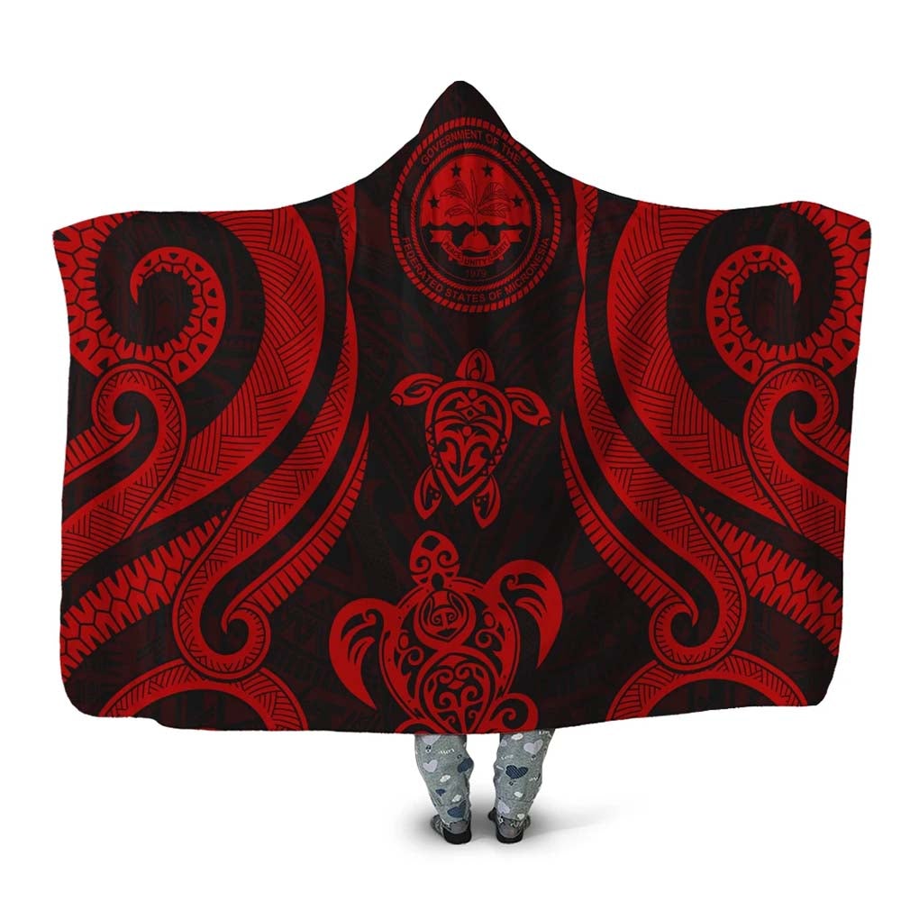 Federated States of Micronesia Hooded Blanket - Red Tentacle Turtle