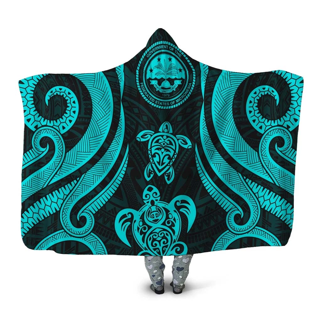 Federated States of Micronesia Hooded Blanket - Turquoise Tentacle Turtle