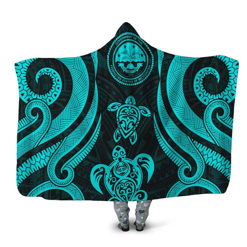 Federated States of Micronesia Hooded Blanket - Turquoise Tentacle Turtle