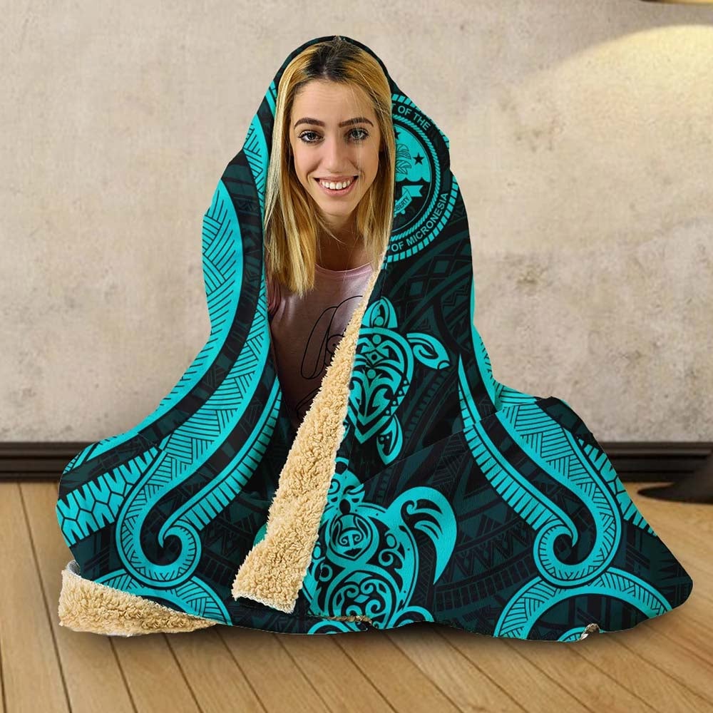 Federated States of Micronesia Hooded Blanket - Turquoise Tentacle Turtle