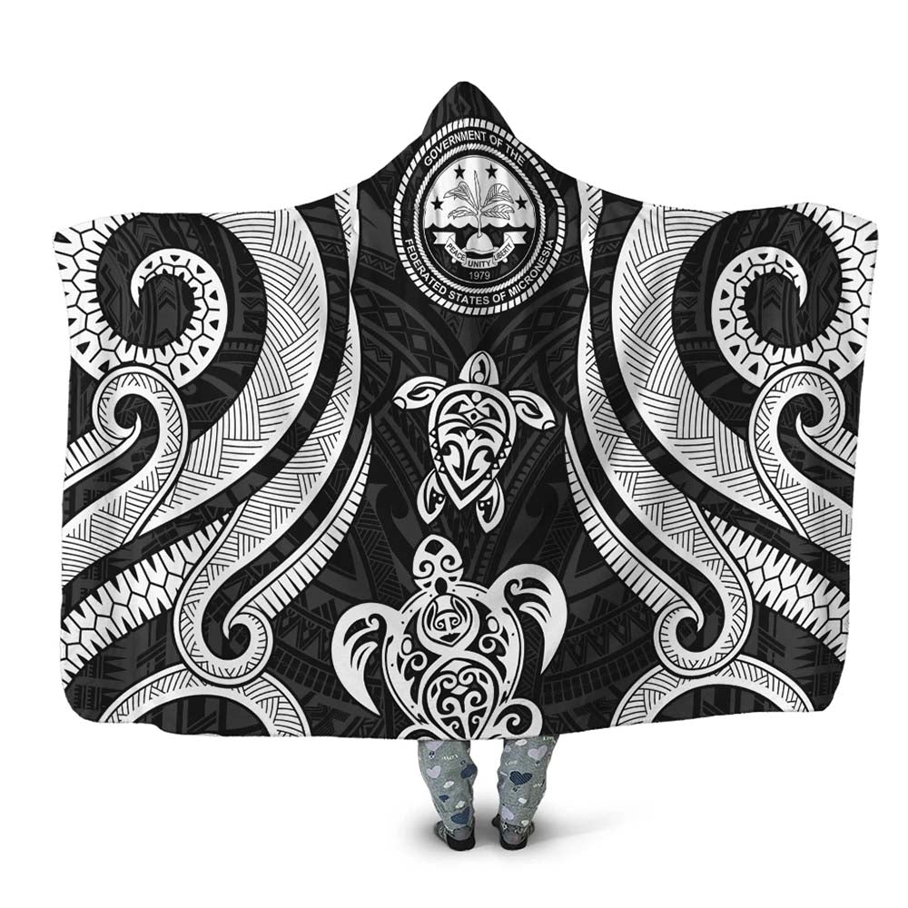 Federated States of Micronesia Hooded Blanket - White Tentacle Turtle