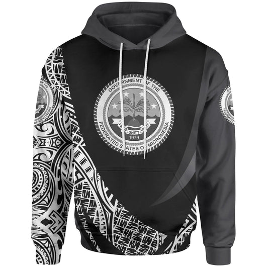 Federated States of Micronesia Hoodie - White Polynesian Patterns Sport Style