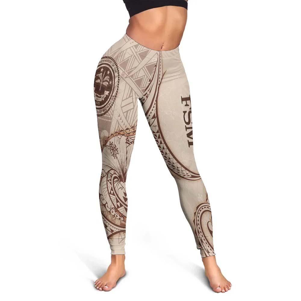 Federated States of Micronesia Legging - Hibiscus Flowers Vintage Style