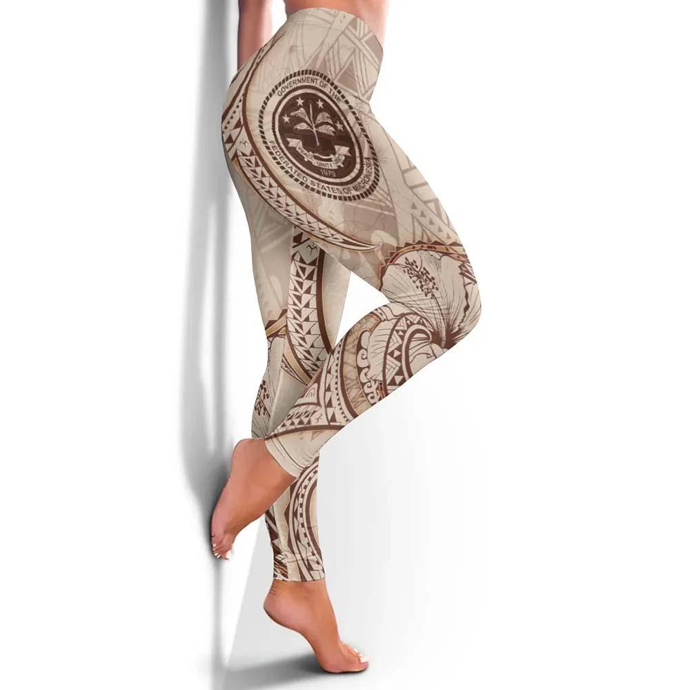 Federated States of Micronesia Legging - Hibiscus Flowers Vintage Style