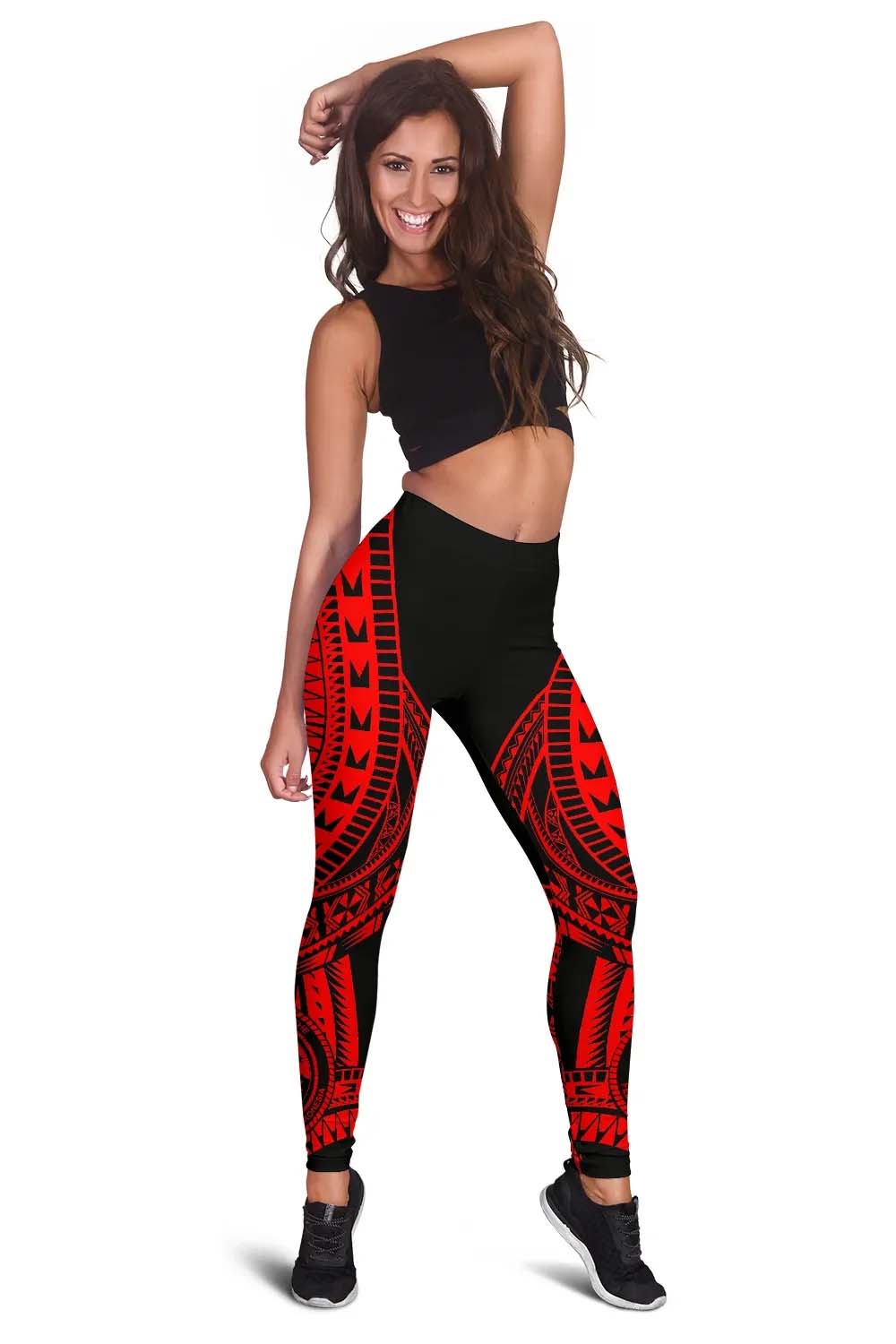 Federated States Of Micronesia Legging Polynesian Pattern Red