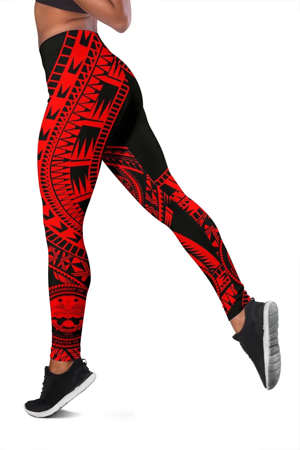 Federated States Of Micronesia Legging Polynesian Pattern Red