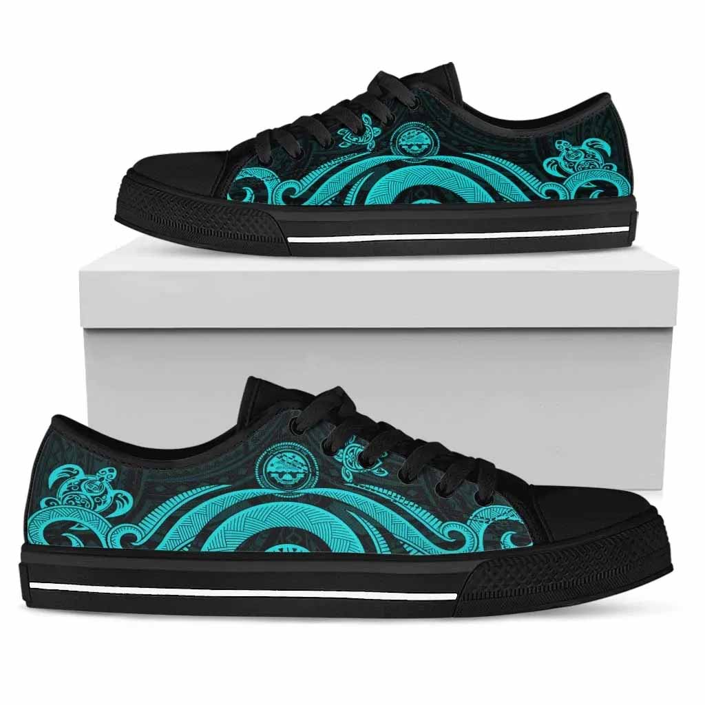Federated States of Micronesia Low Top Canvas Shoes - Turquoise Tentacle Turtle