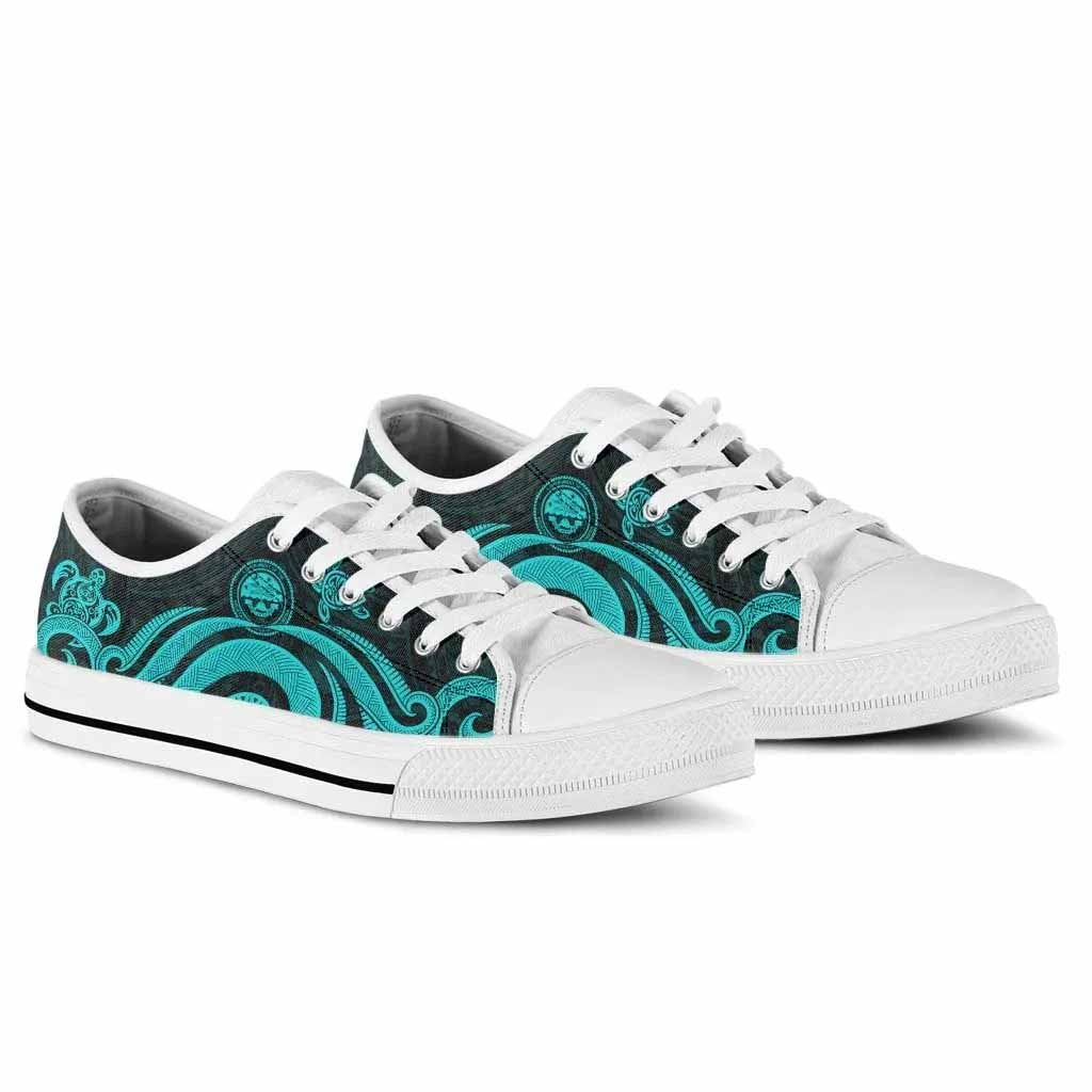 Federated States of Micronesia Low Top Canvas Shoes - Turquoise Tentacle Turtle