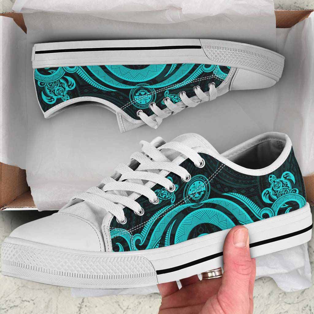 Federated States of Micronesia Low Top Canvas Shoes - Turquoise Tentacle Turtle