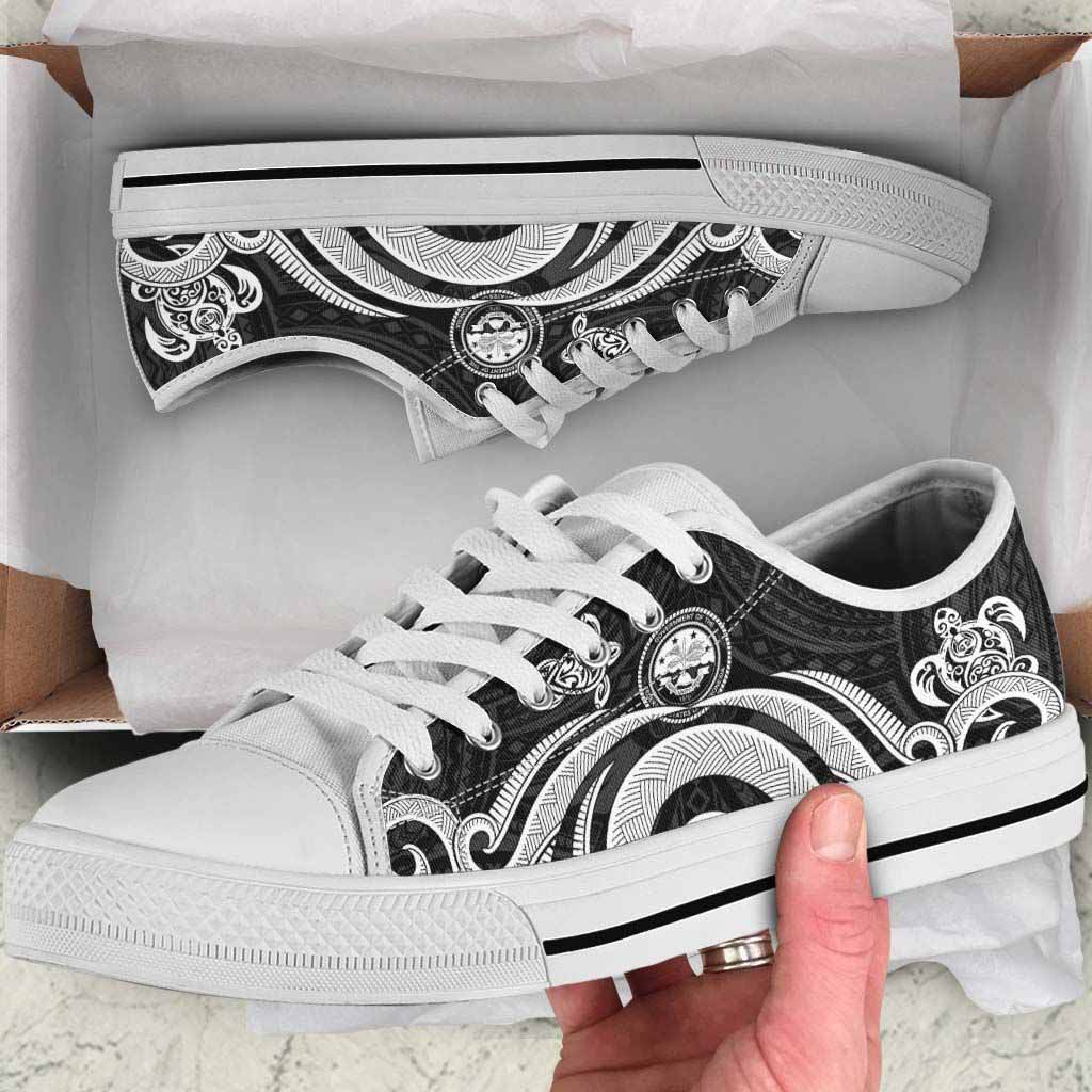 Federated States of Micronesia Low Top Canvas Shoes - White Tentacle Turtle