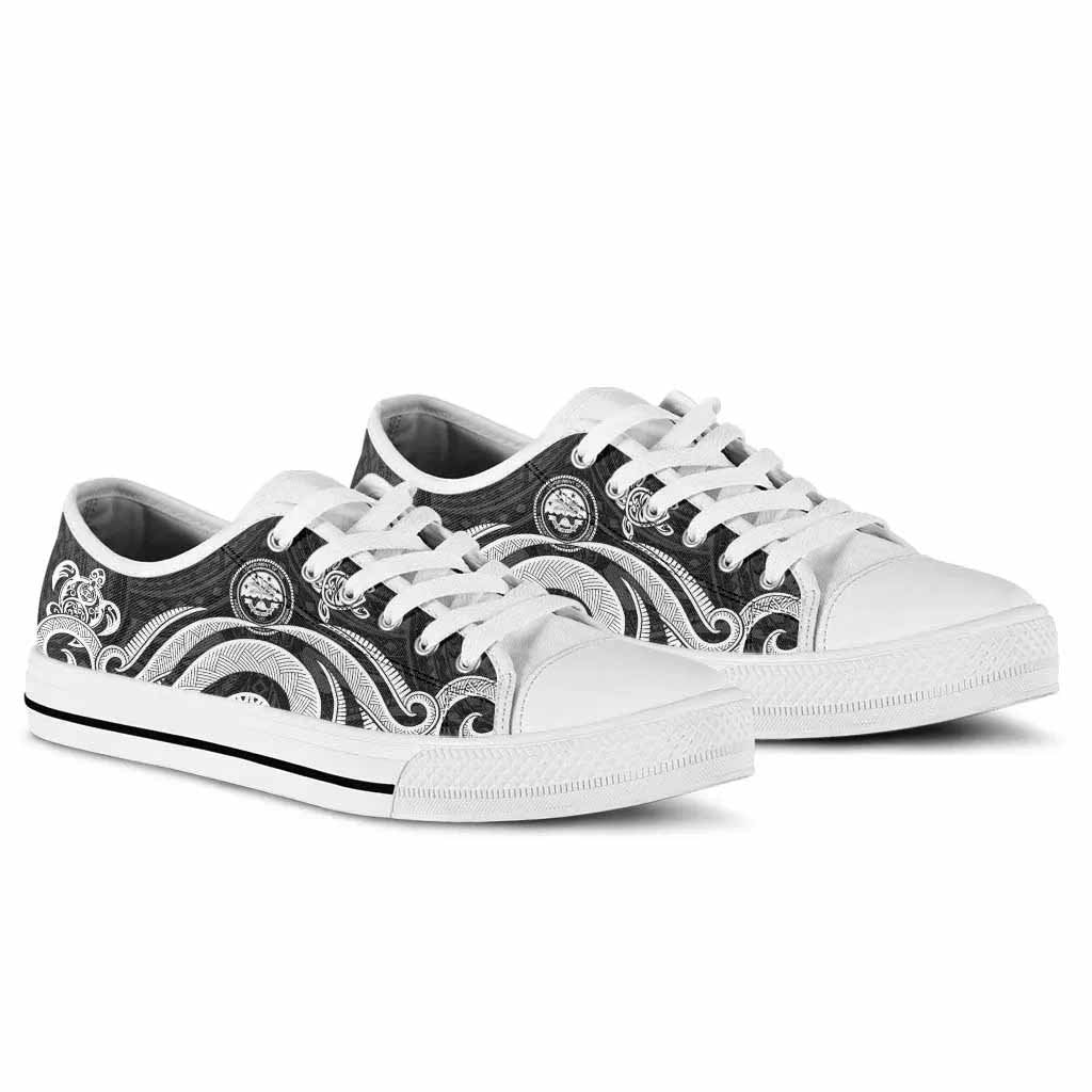 Federated States of Micronesia Low Top Canvas Shoes - White Tentacle Turtle