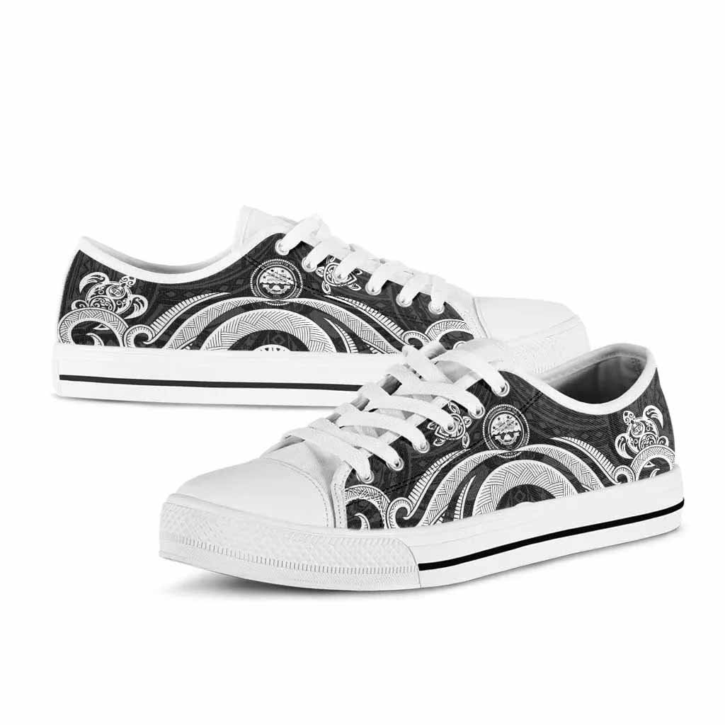 Federated States of Micronesia Low Top Canvas Shoes - White Tentacle Turtle