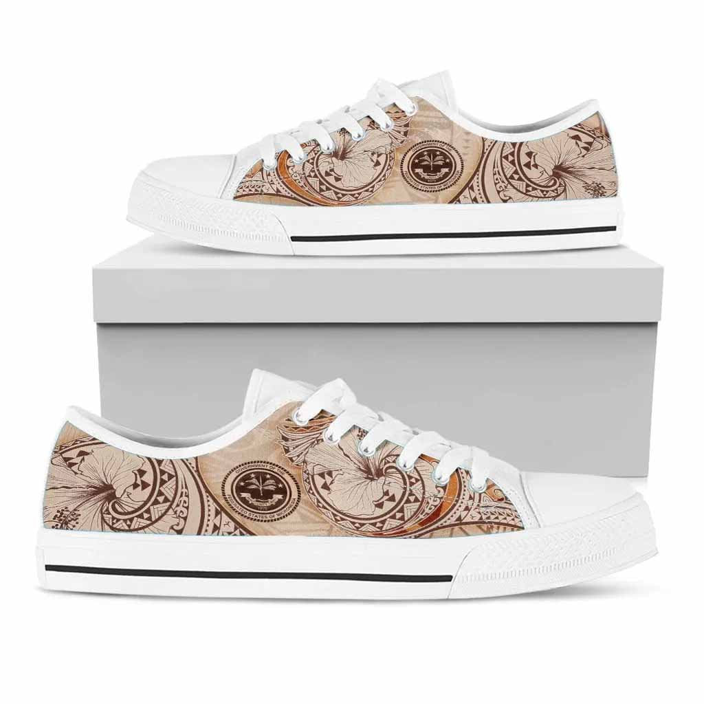 Federated States of Micronesia Low Top Shoes - Hibiscus Flowers Vintage Style