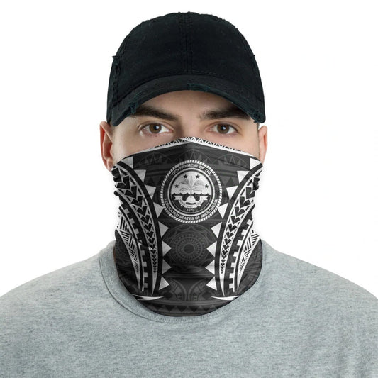 Federated States of Micronesia Neck Gaiter - Tribal Pattern White