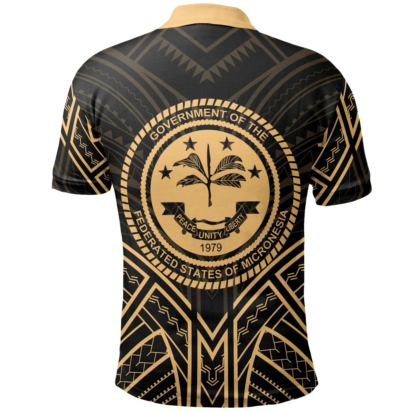 Federated States of Micronesia Polo Shirt - Federated States of Micronesia Seal Gold Tribal Patterns