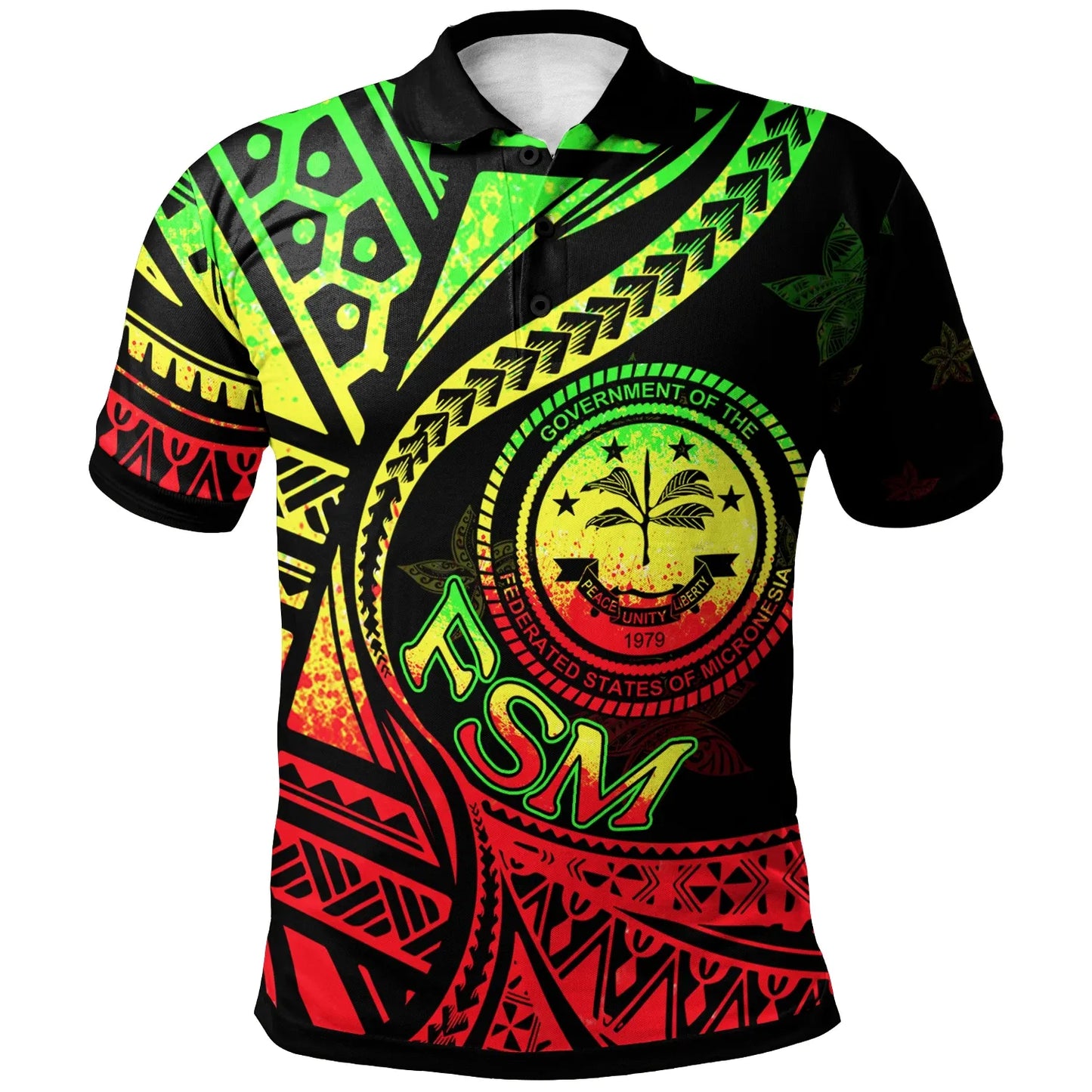 Federated States of Micronesia Polo Shirt - Plumeria Flowers Raggage Version