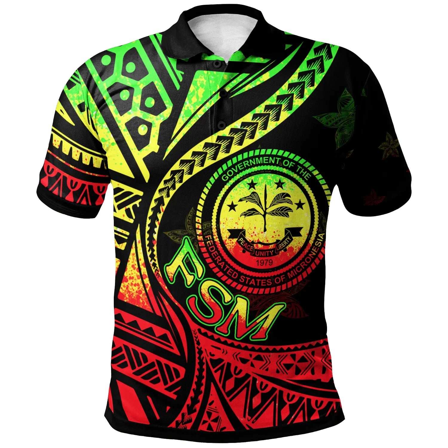 Federated States of Micronesia Polo Shirt - Plumeria Flowers Raggage Version