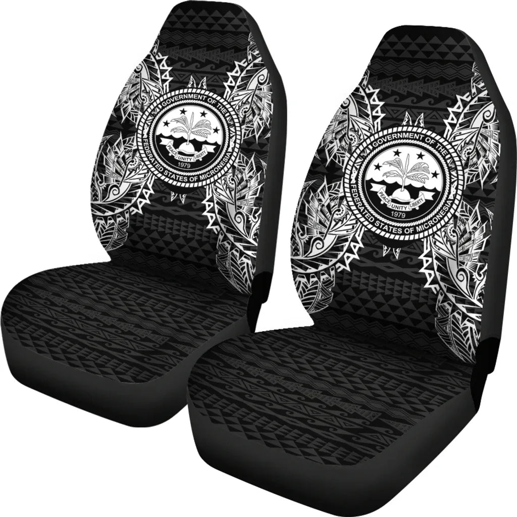 Federated States Of Micronesia Polynesia Car Seat Cover - FSM Seal Map Black