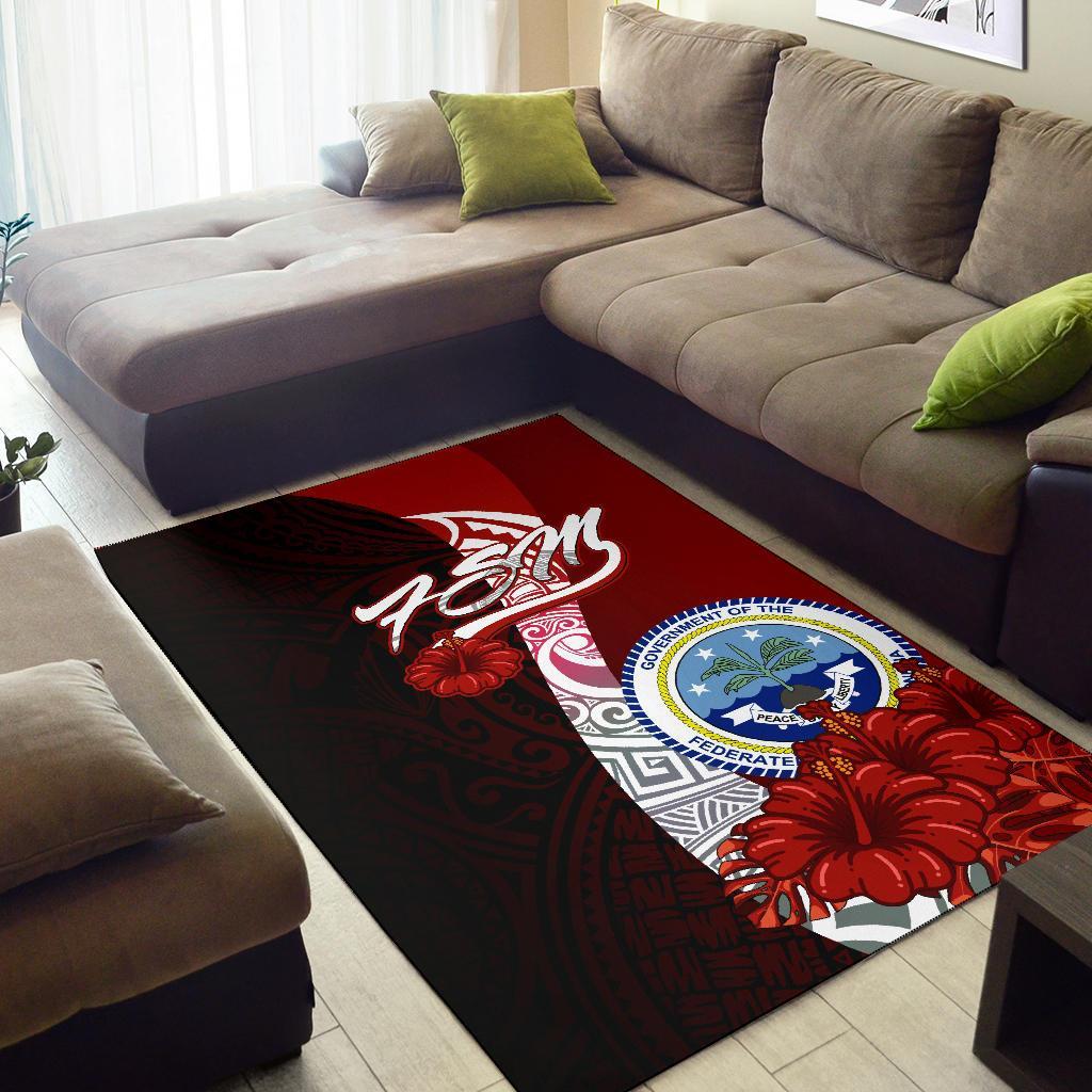 Federated States Of Micronesia Polynesian Area Rug - Coat Of Arm With Hibiscus