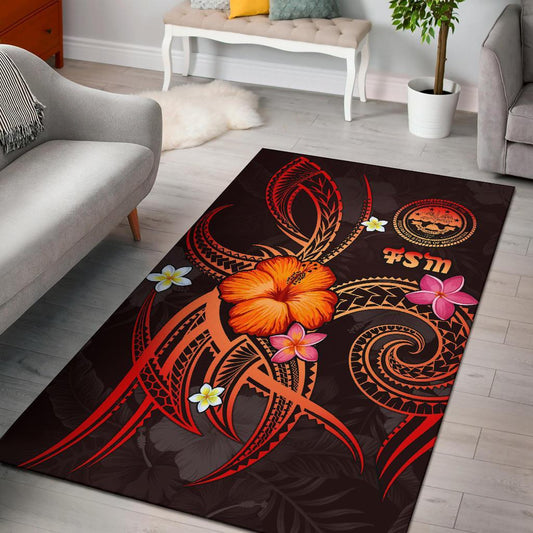 Federated States of Micronesia Polynesian Area Rug - Legend of FSM (Red)