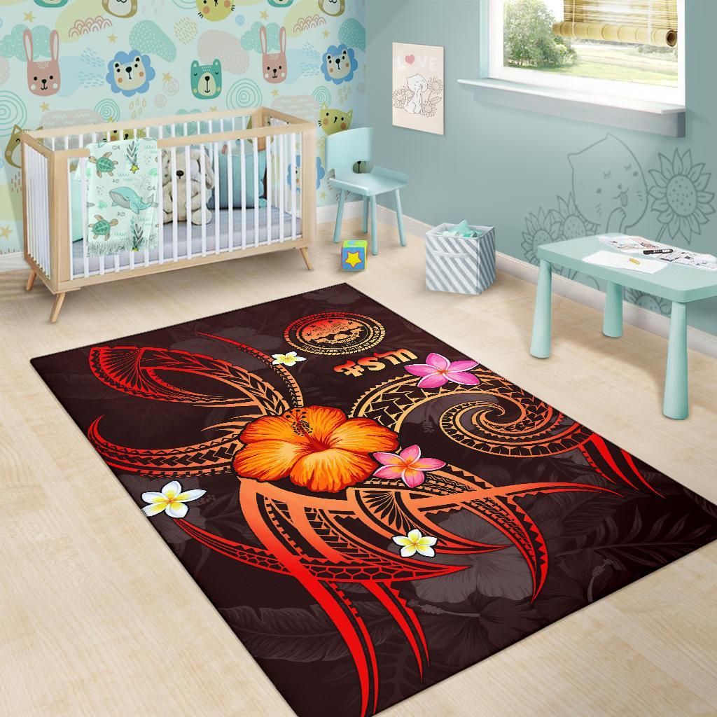 Federated States of Micronesia Polynesian Area Rug - Legend of FSM (Red)