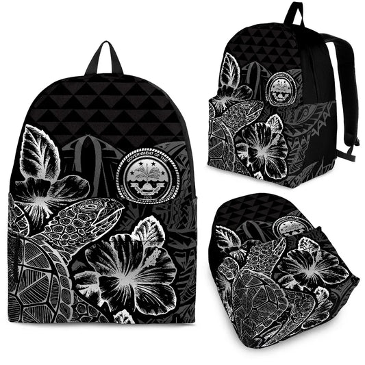 Federated States Of Micronesia Polynesian Backpack Turtle Hibiscus Black