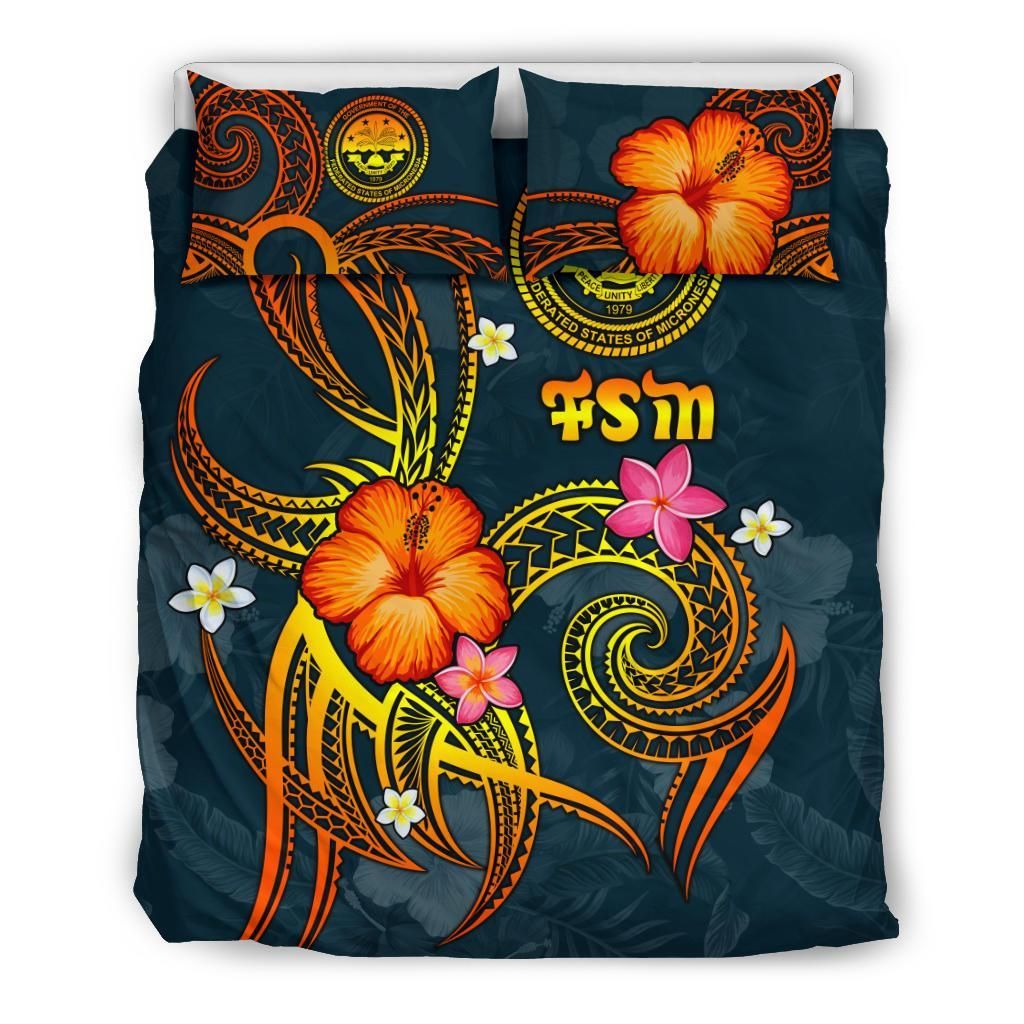 Federated States Of Micronesia Polynesian Bedding Set - Legend Of FSM (Blue)