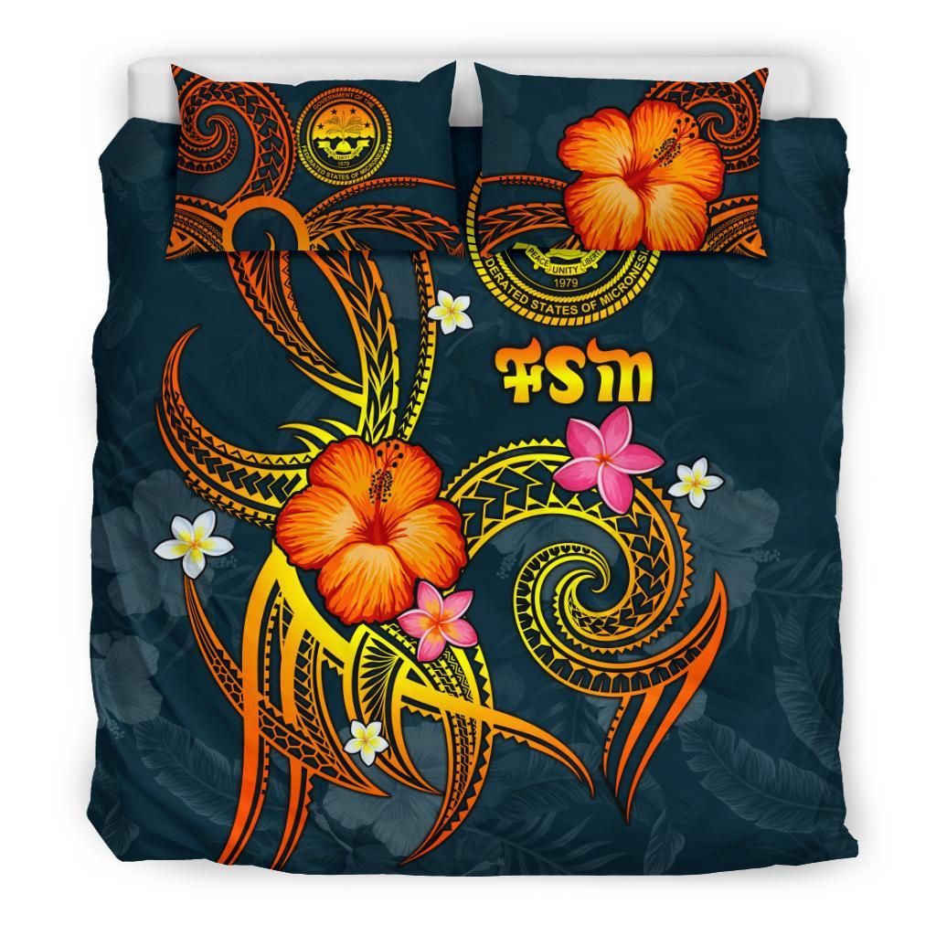 Federated States Of Micronesia Polynesian Bedding Set - Legend Of FSM (Blue)