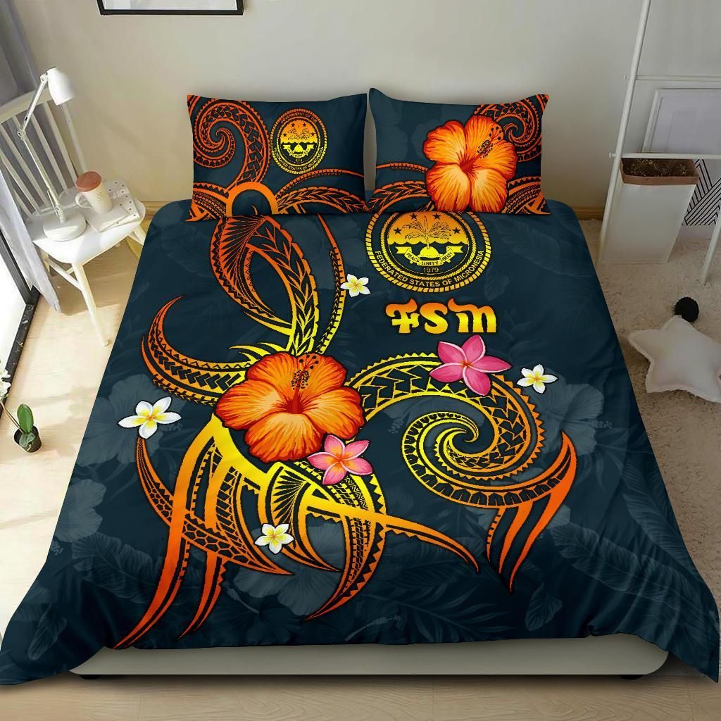 Federated States Of Micronesia Polynesian Bedding Set - Legend Of FSM (Blue)