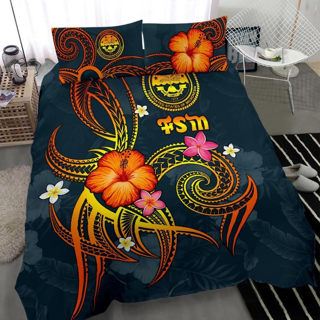 Federated States Of Micronesia Polynesian Bedding Set - Legend Of FSM (Blue)