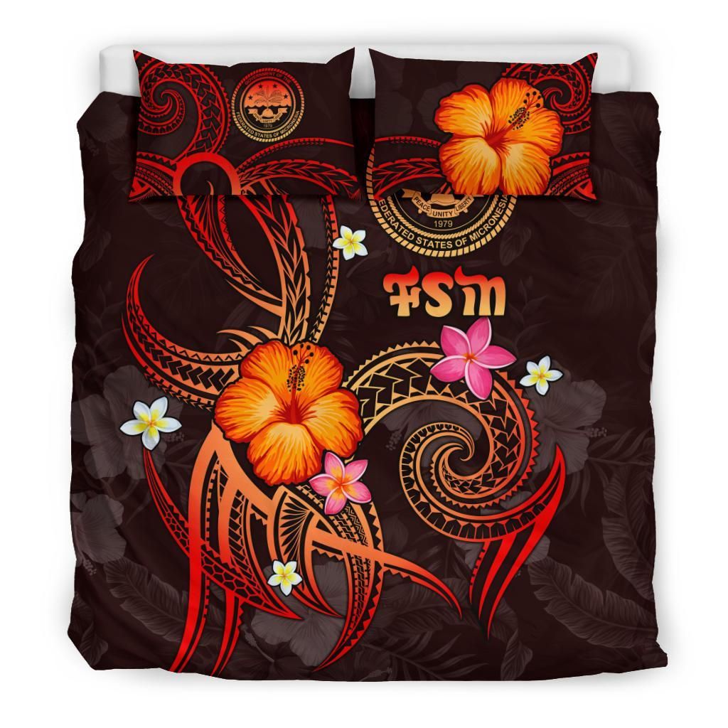 Federated States Of Micronesia Polynesian Bedding Set - Legend Of FSM (Red)