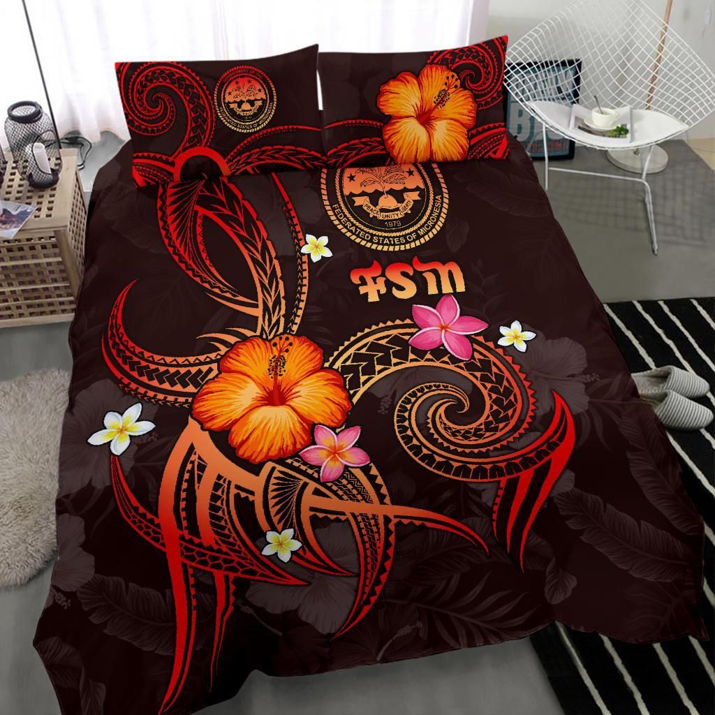 Federated States Of Micronesia Polynesian Bedding Set - Legend Of FSM (Red)