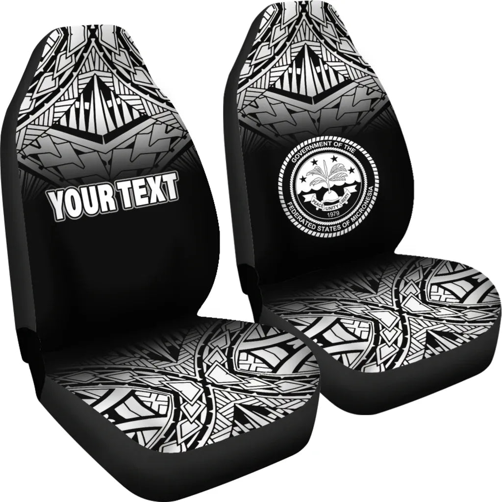 Federated States of Micronesia Car Seat Covers - FSM Seal Polynesian Tattoo Fog Black