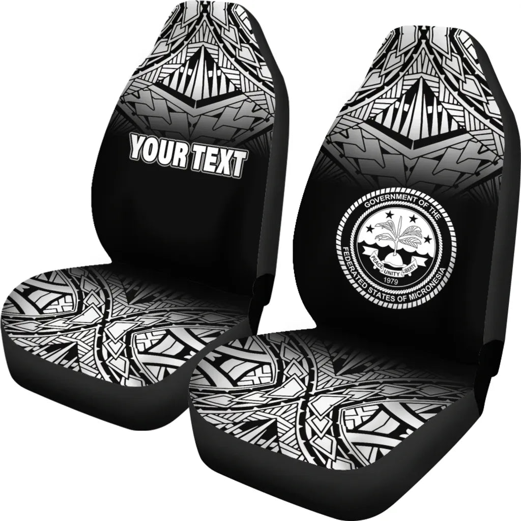 Federated States of Micronesia Car Seat Covers - FSM Seal Polynesian Tattoo Fog Black