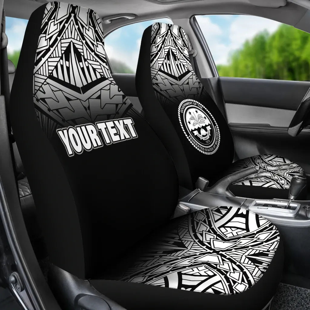 Federated States of Micronesia Car Seat Covers - FSM Seal Polynesian Tattoo Fog Black