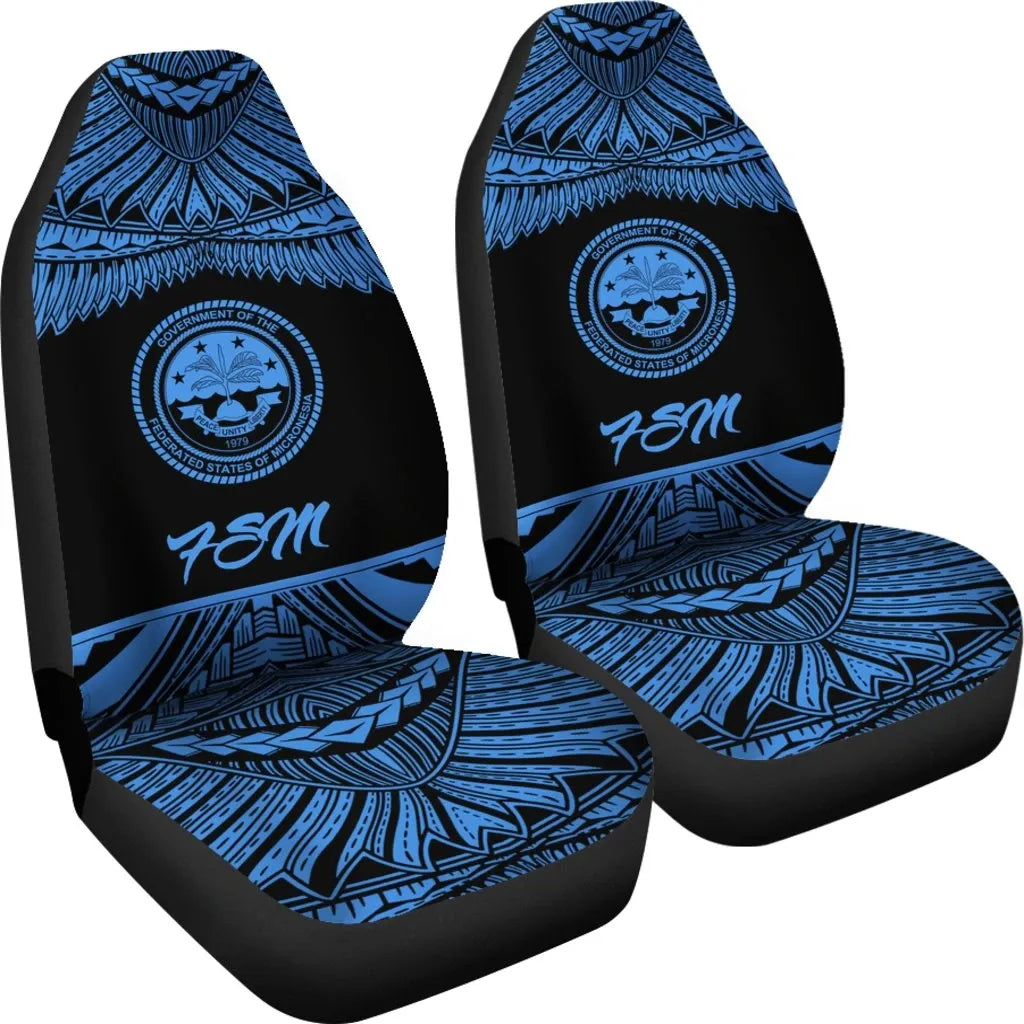 Federated States Of Micronesia Polynesian Car Seat Covers - Pride Blue Version