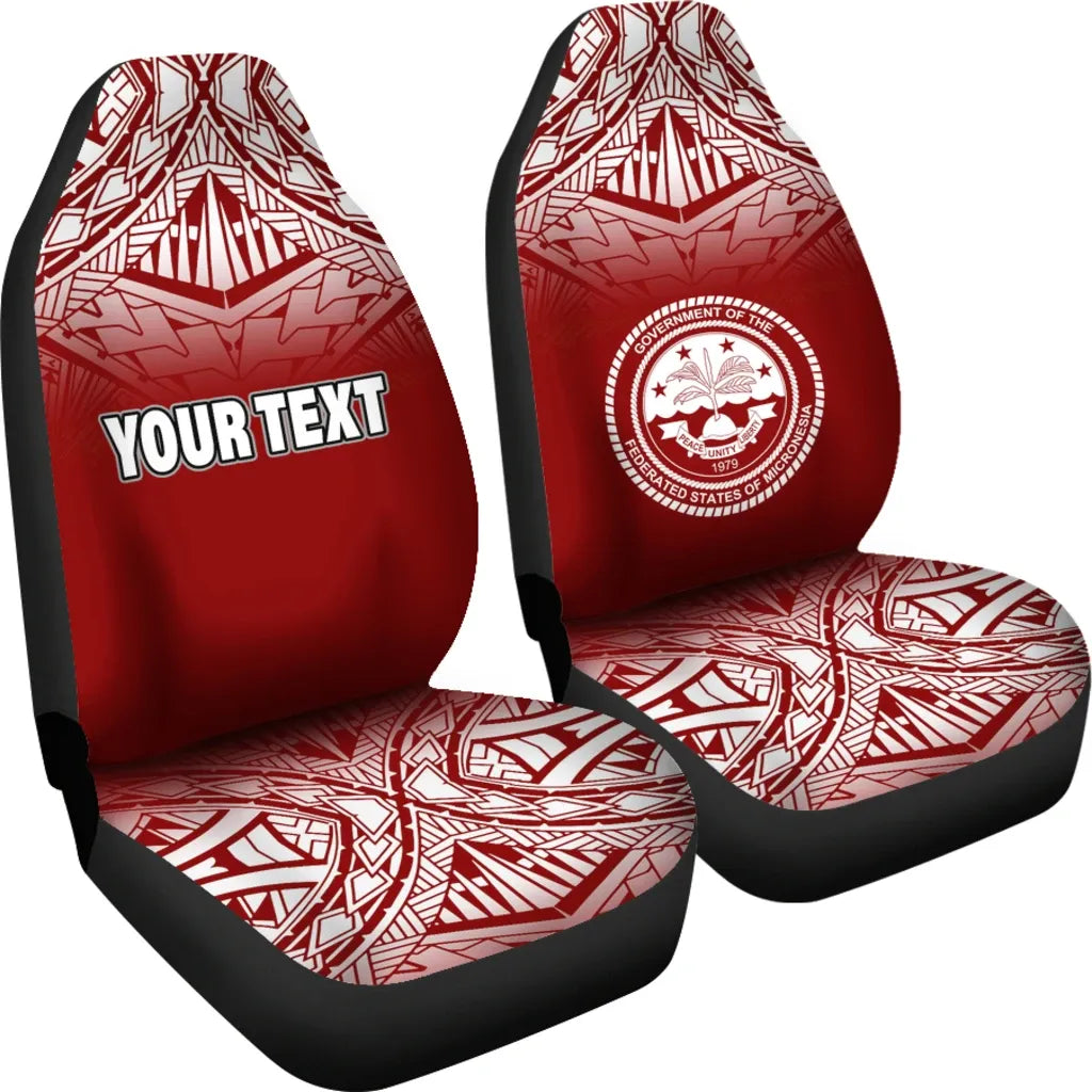 Federated States of Micronesia Car Seat Covers - FSM Seal Polynesian Tattoo Fog Red