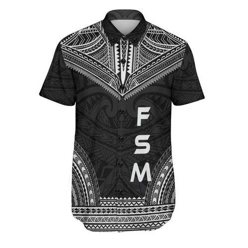 Federated States Of Micronesia Polynesian Chief Short Sleeve Shirt - Black Version