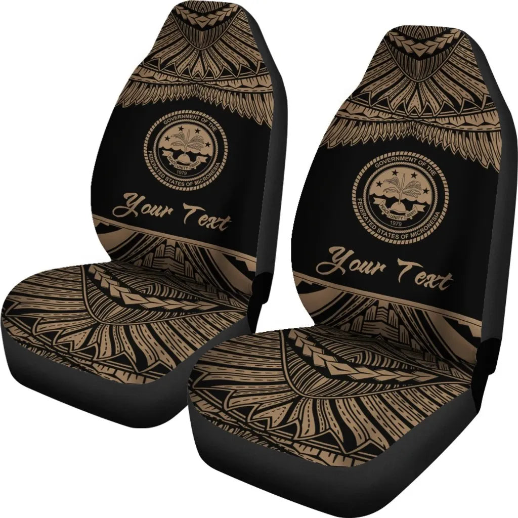 Federated States Of Micronesia Polynesian Custom Personalised Peisonalised Car Seat Covers - Pride Gold Version